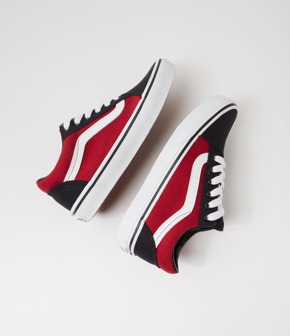 Old Skool Junior Red Multi Twill Suede Sneakers