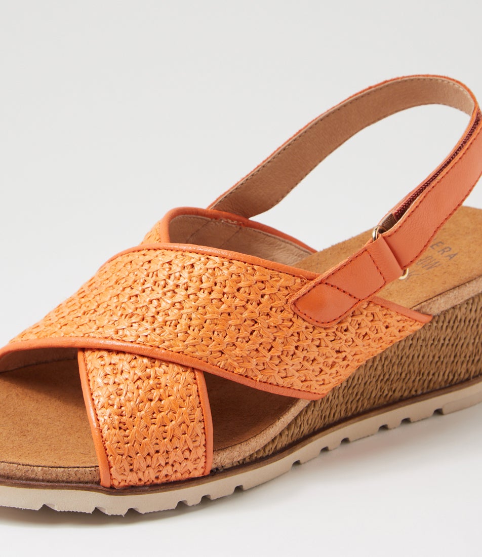 Klopps W Orange Synthetic Raffia Sandals