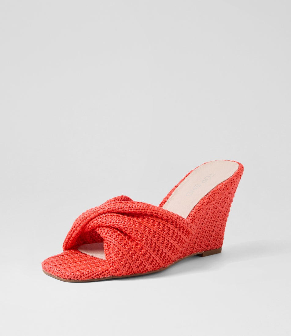 Katia Watermelon Synthetic Raffia Sandals