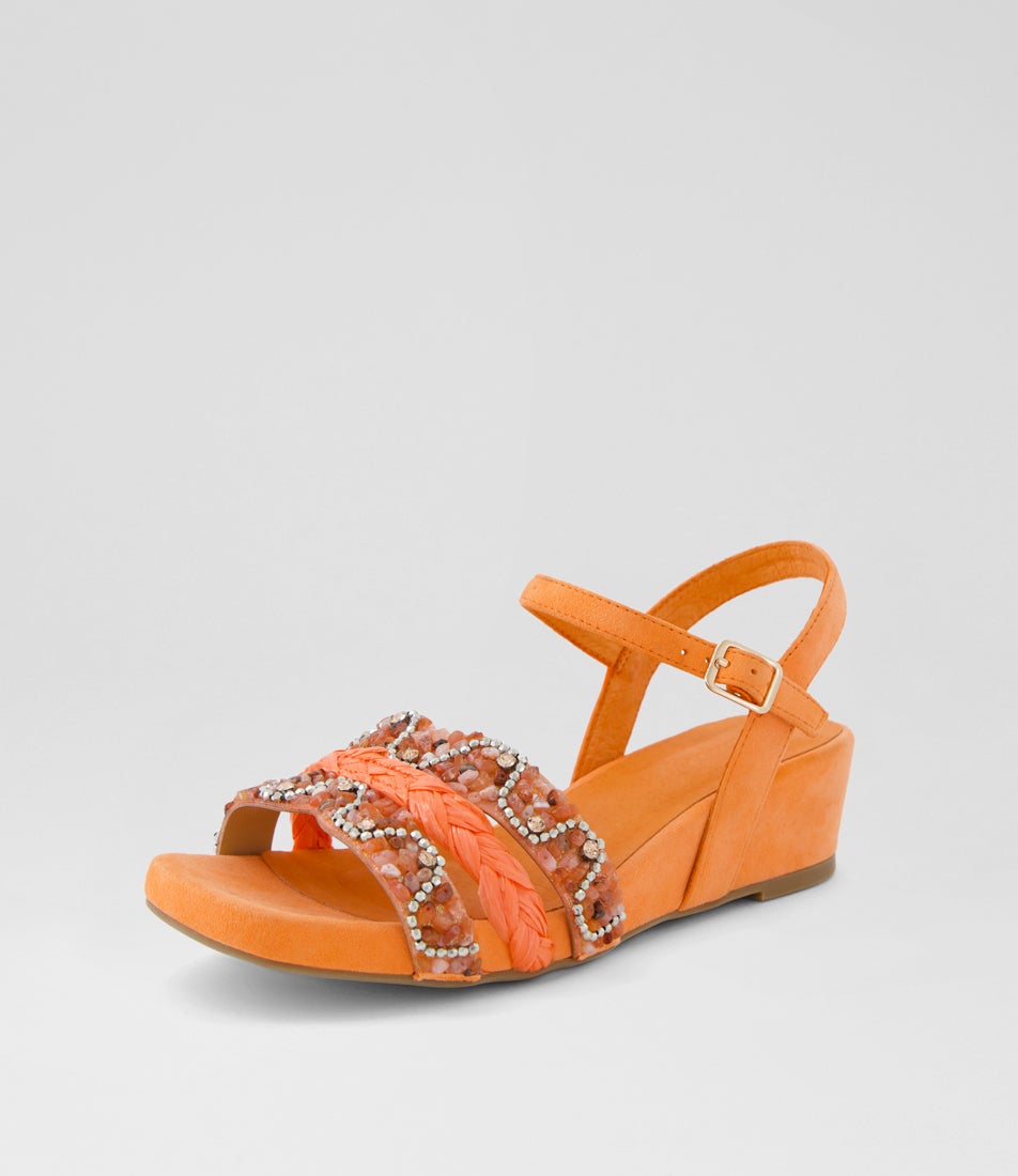 Whitni Light Orange Leather Sandals
