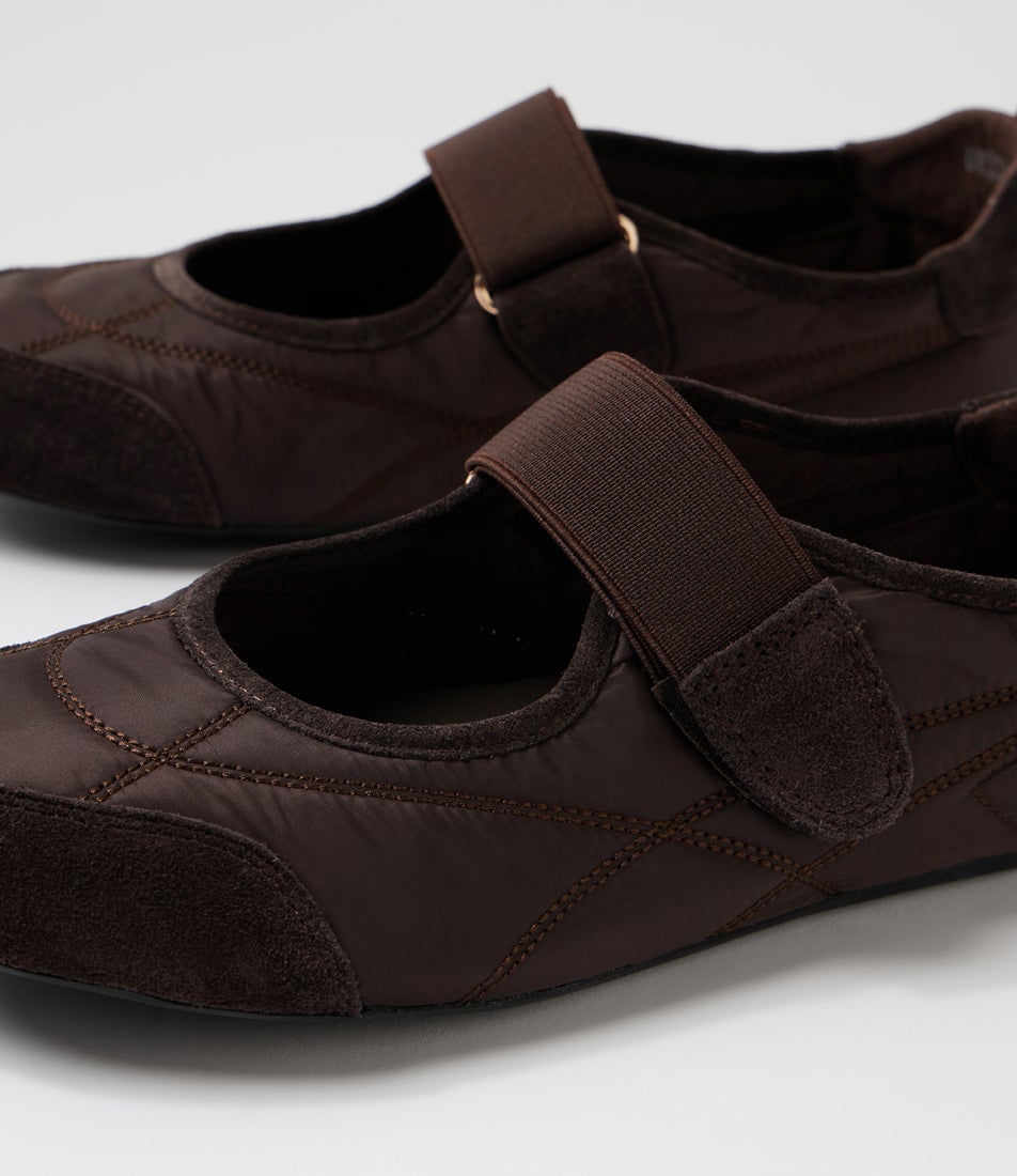 Britas Choc Suede Fabric Flat Shoes