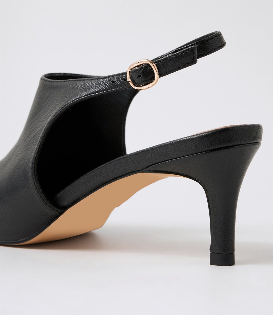 Ciano Black Leather Heels