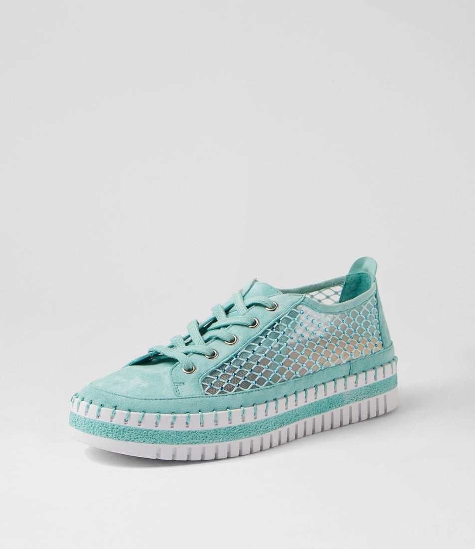 Maysie Pale Aqua Suede Mesh Sneakers