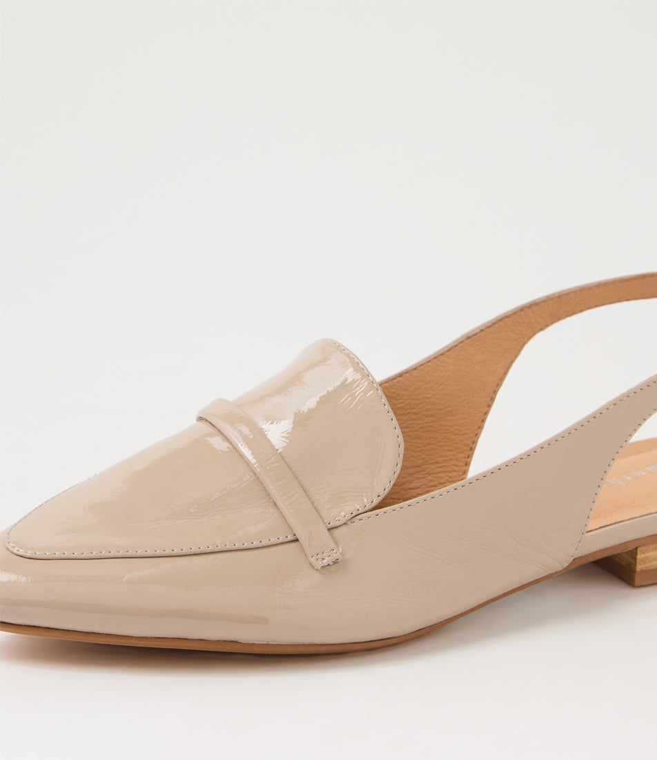 Dainer Taupe Natural Patent Leather Flat Shoes