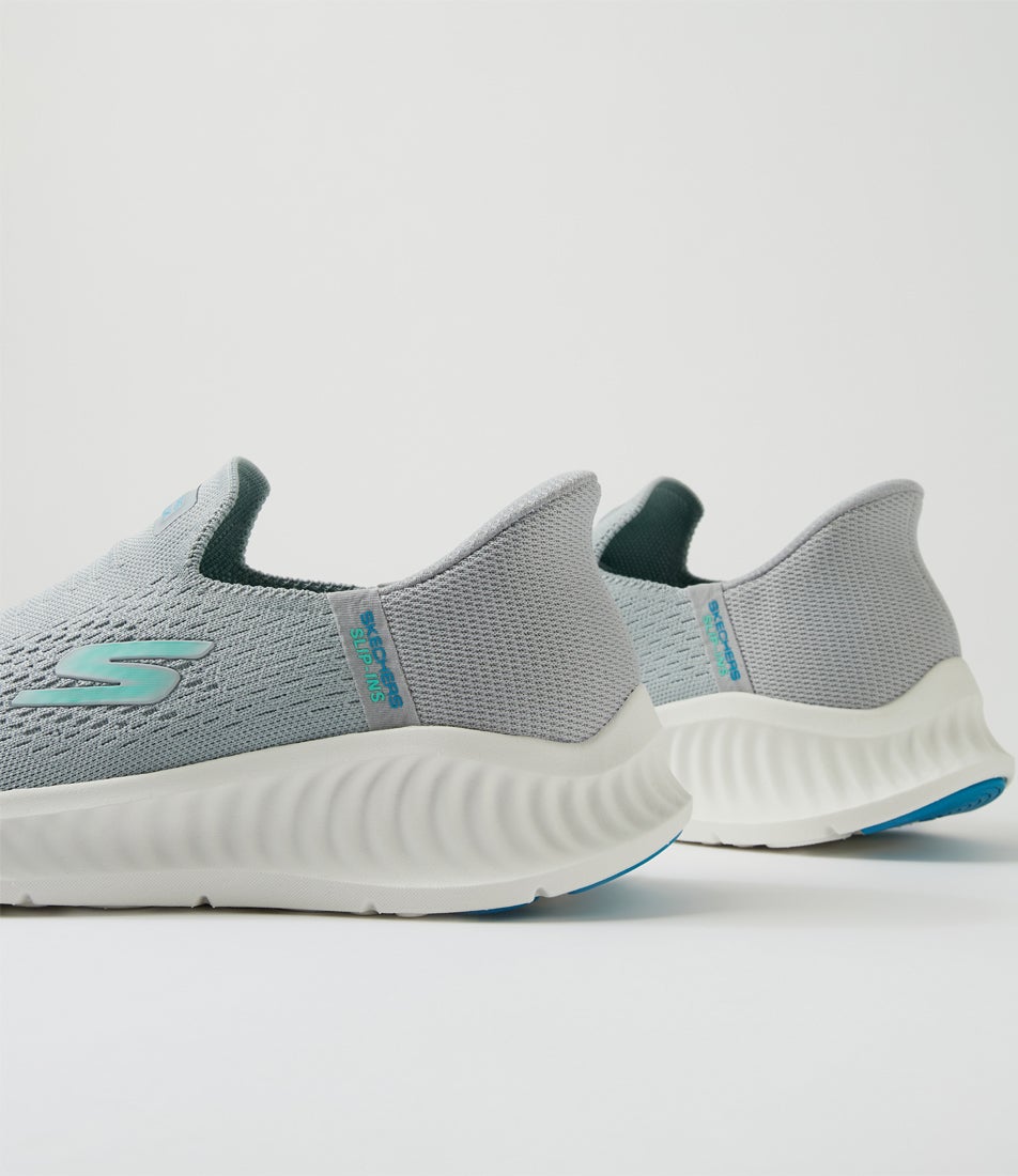 Go Walk Now Grey Aqua Fabric Sneakers Go Walk Now Grey Aqua Fabric Sneakers