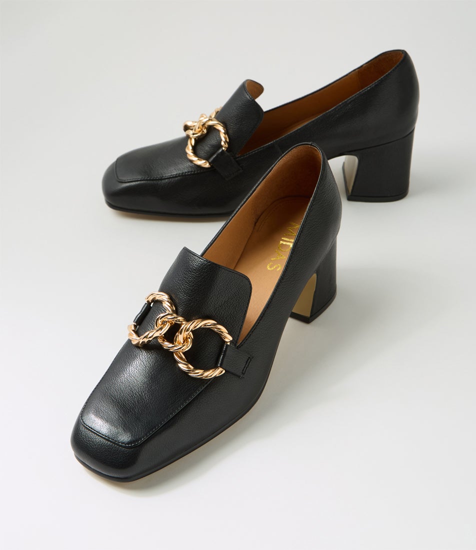 Keeky Black Leather Heels