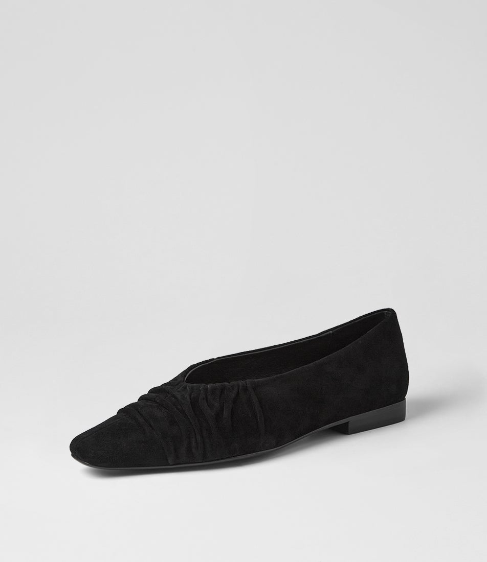 Otage Black Leather Flat Shoes