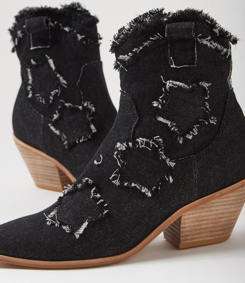 Dibi Black Denim Fabric Ankle Boots