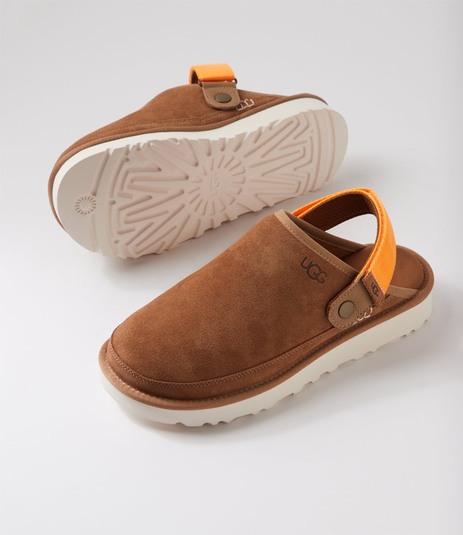 Goldencoast Clog Chestnut Bright Melon Suede Flat Shoes