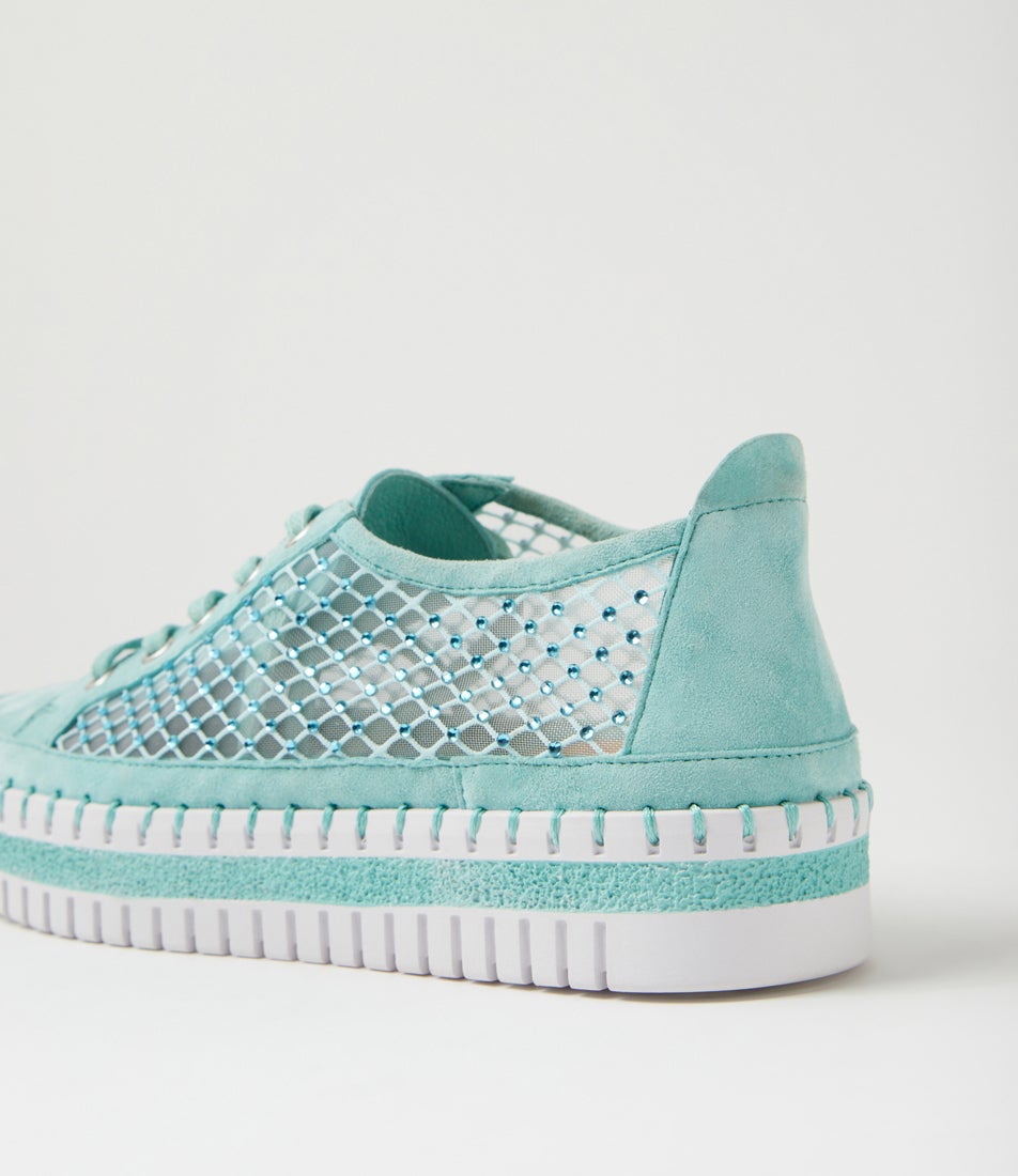 Maysie Pale Aqua Suede Mesh Sneakers