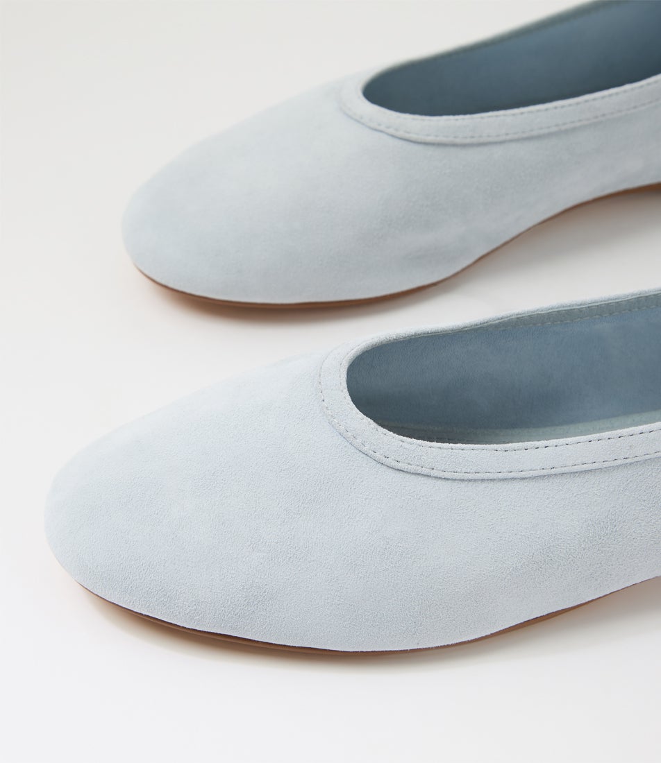 Lenita Pale Blue Suede Flat Shoes