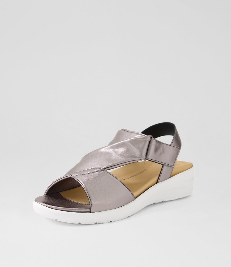 Nazly2 Xw Pewter Leather Sandals