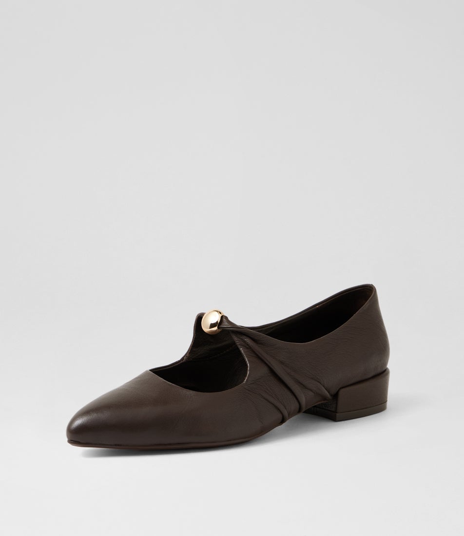 Eloquent Choc Leather Flat Shoes