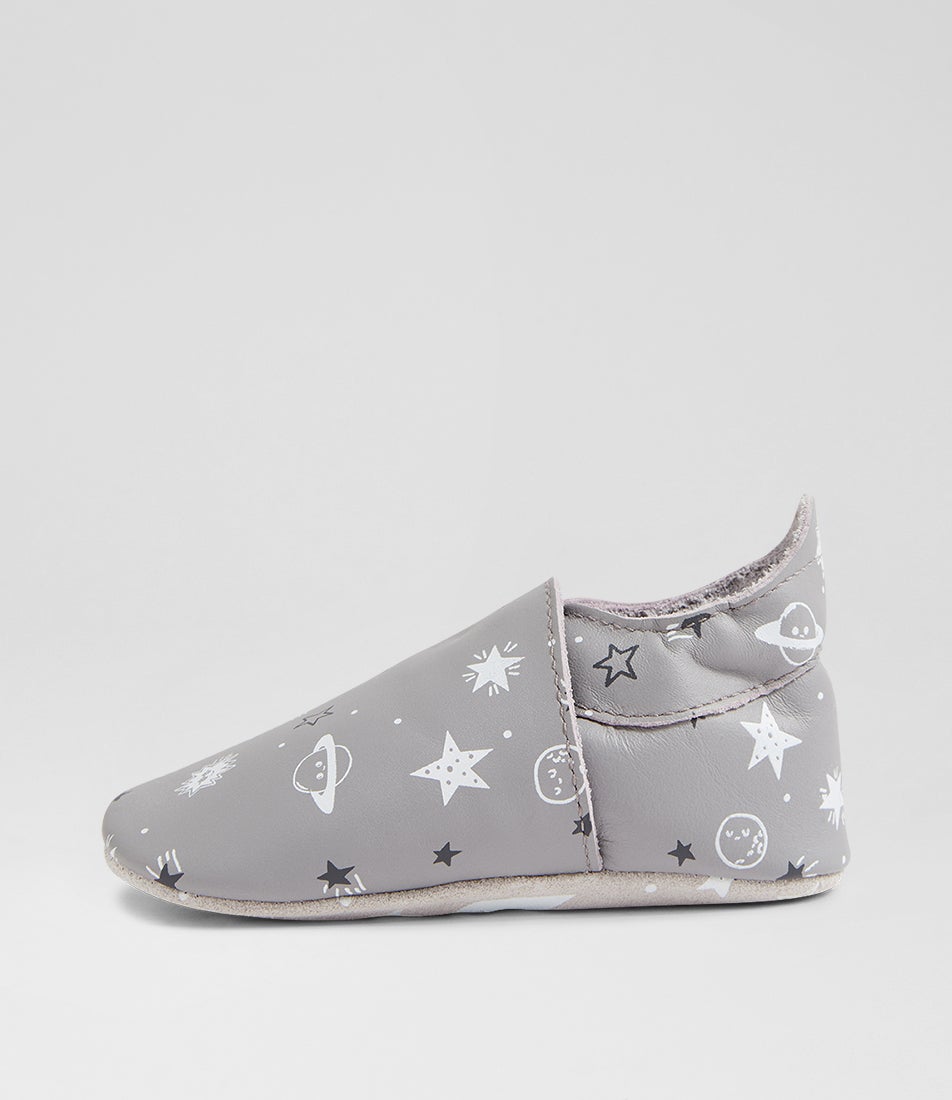 Ss Outerspace Infant Gull Grey Leather Flat Shoes