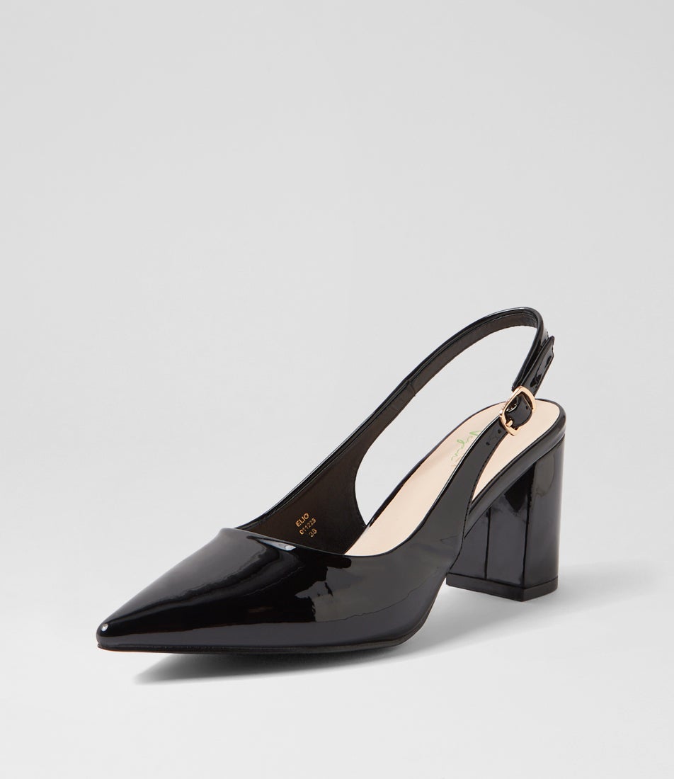 Elio Black Patent Pu Heels Elio Black Patent Pu Heels