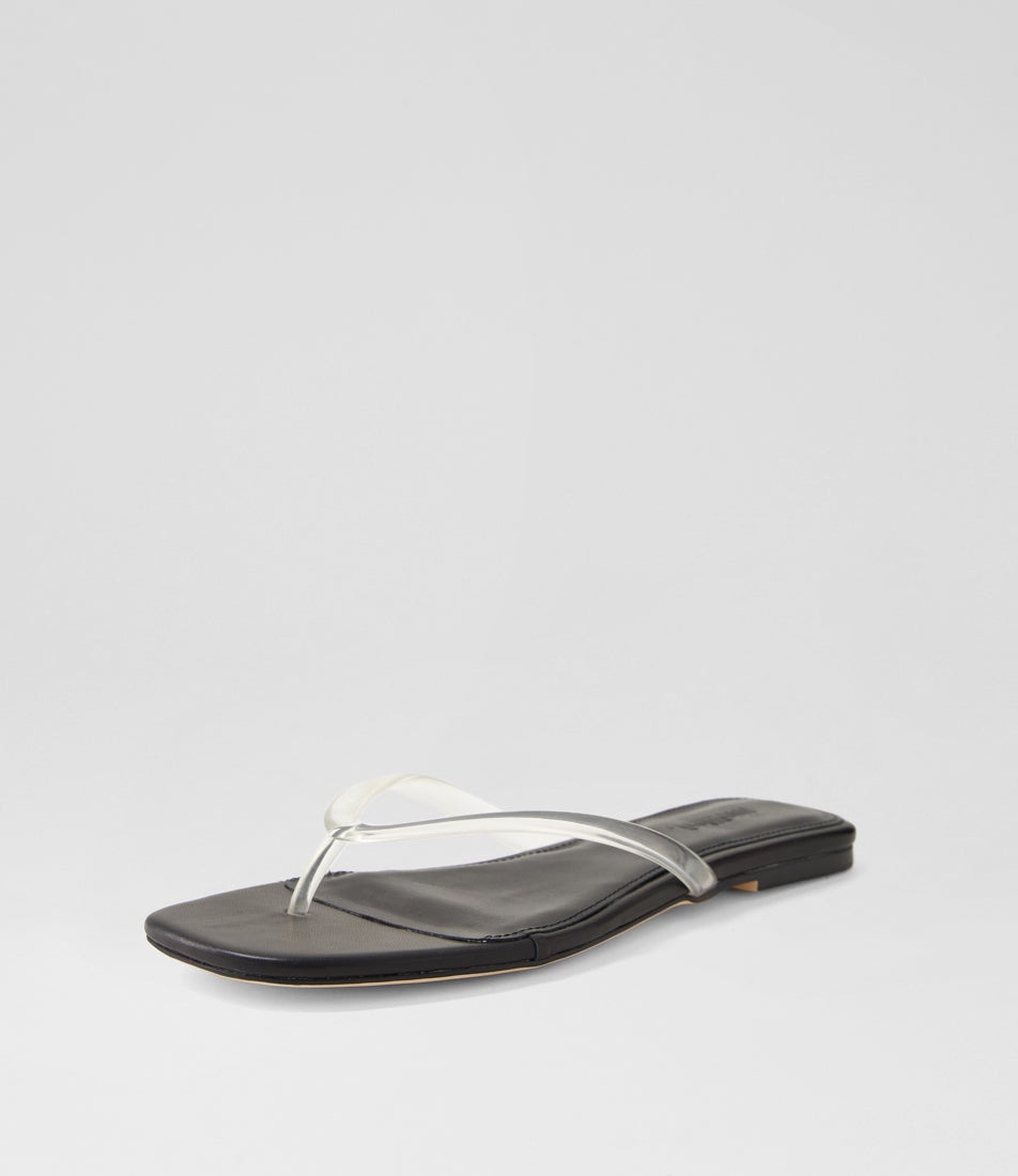 Rella Clear Black Pvc Leather Thongs