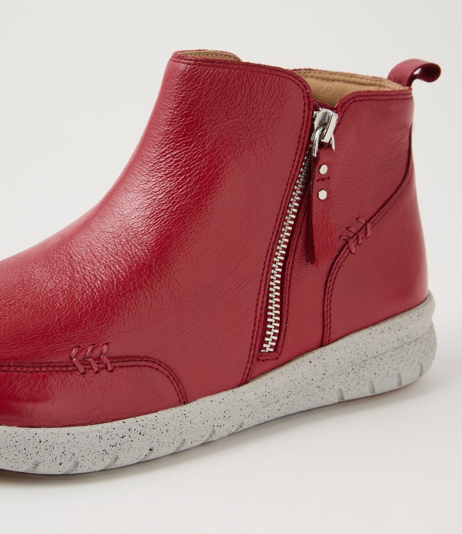 Sesta Xf Dark Red Leather Ankle Boots