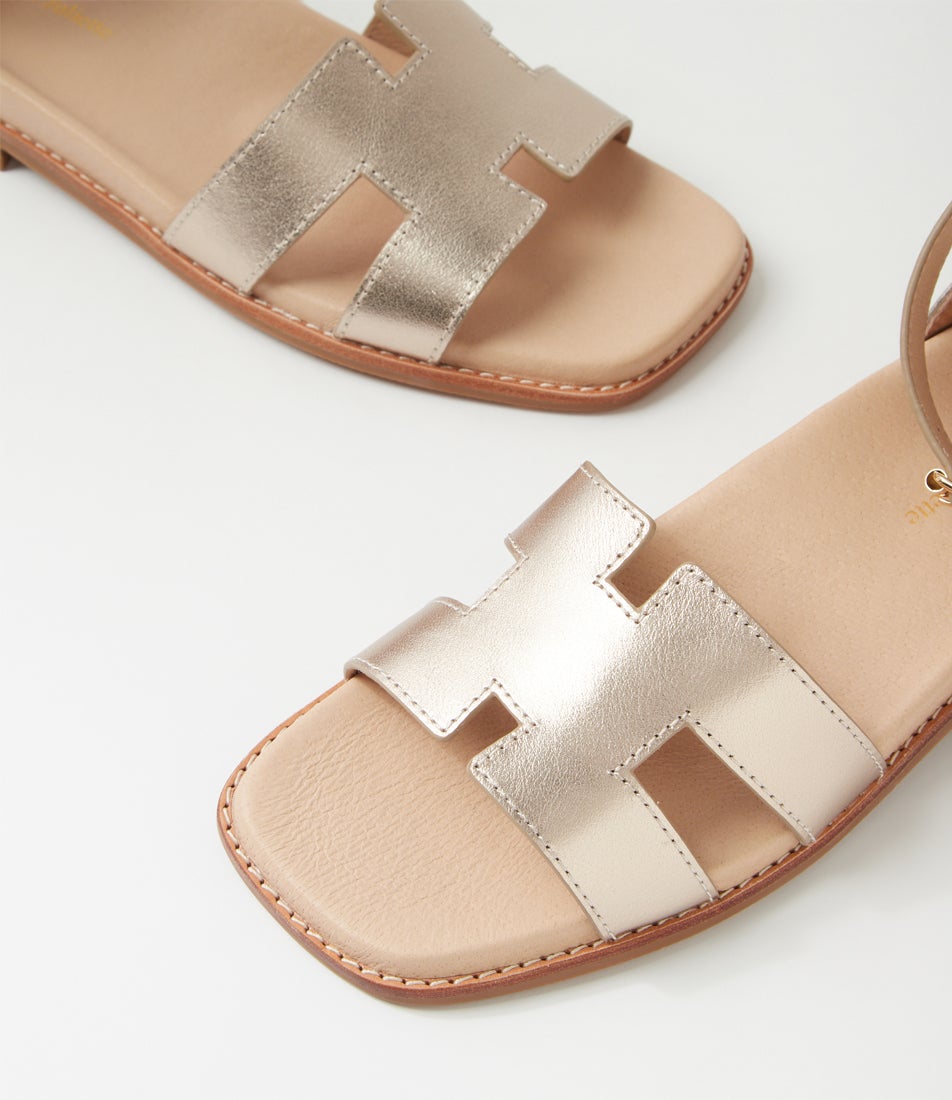 Efron Champagne Leather Sandals