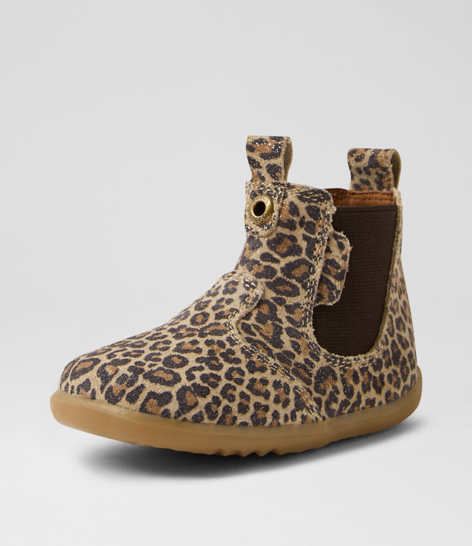 Su Jodhpur Infant Leopard Shimmer Leather Chelsea Boots