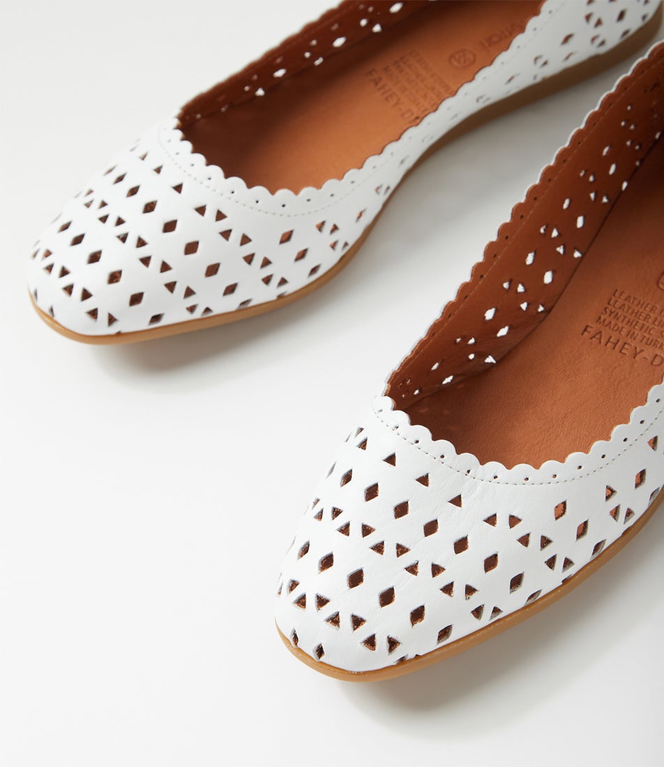 Fahey White Leather Flat Shoes