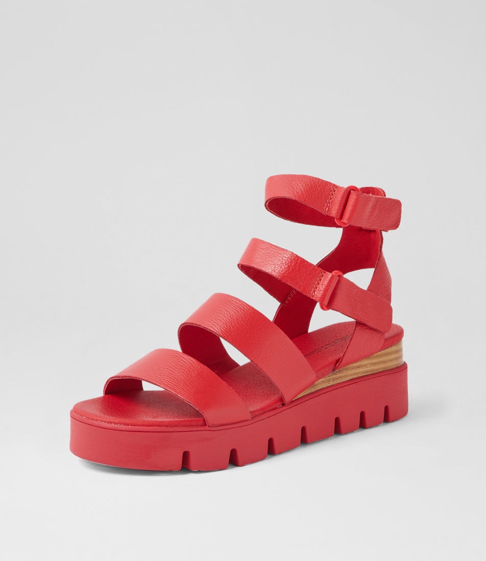 Rhean Red Leather Sandals