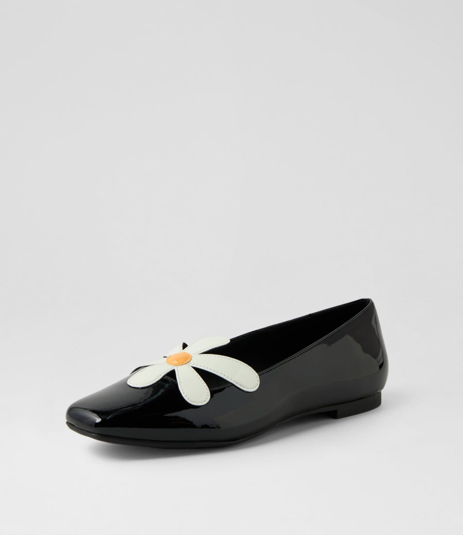 Daizzy Black Patent Pu Flat Shoes
