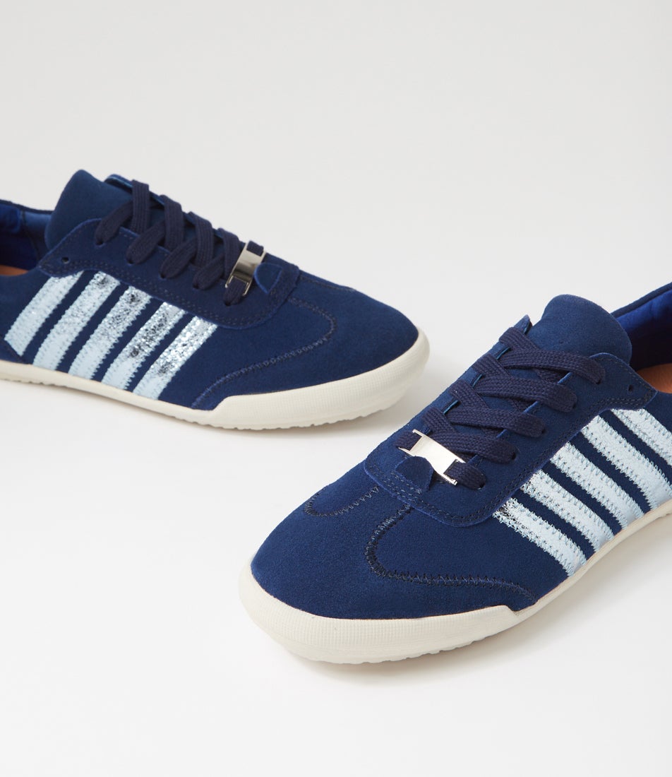 Jaddy Ink Blue Suede Leather Sneakers