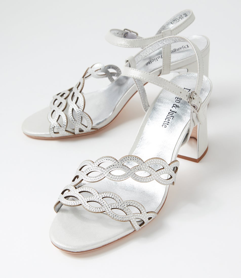 Kaska Silver Shimmer Leather Sandals