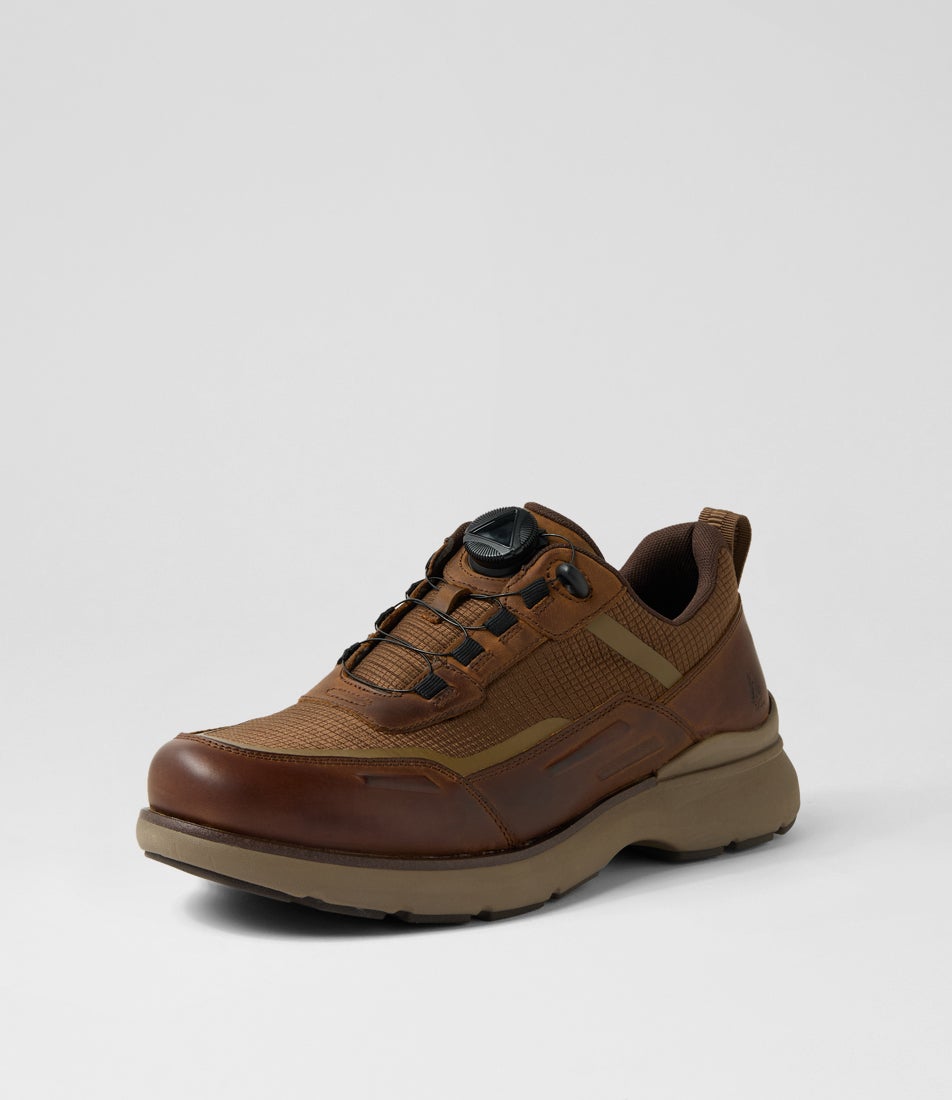 Razor Brown Leather Mesh Sneakers