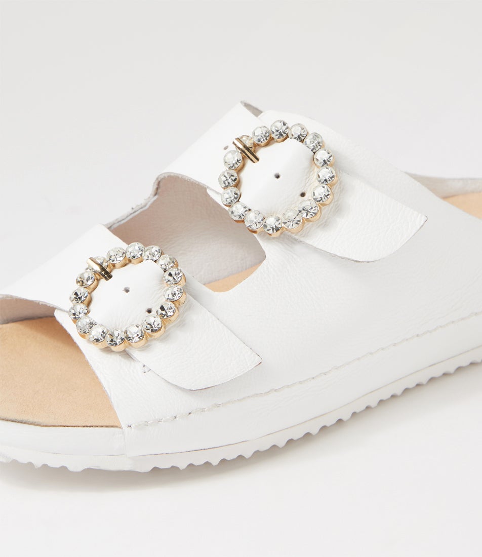 Mitchey Xw White Leather Slides