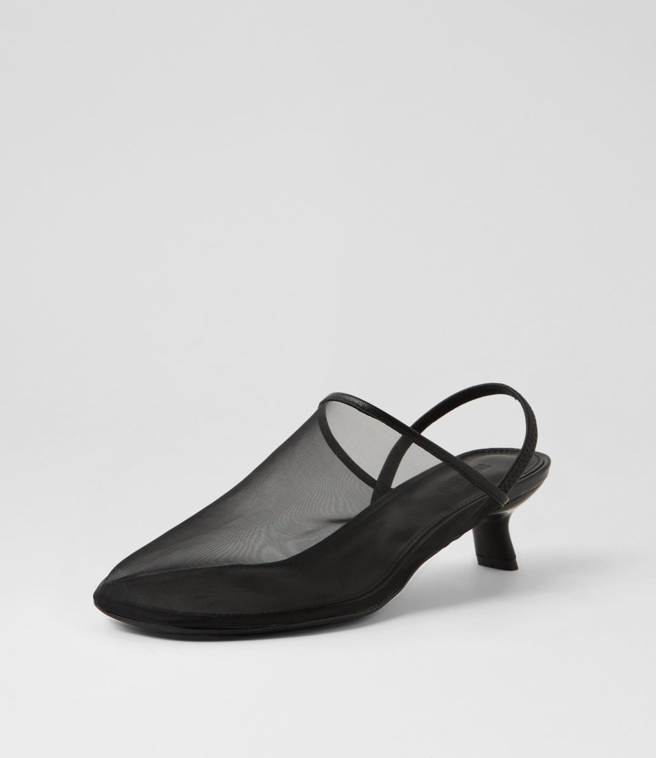 Ican Black Mesh Leather Heels Ican Black Mesh Leather Heels