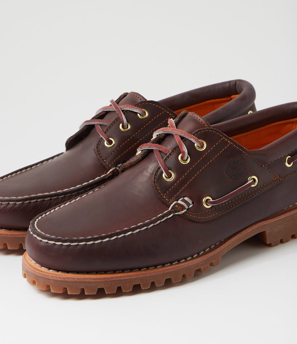 Authentics 3 Eye Classic S Brown Leather Boat Shoes