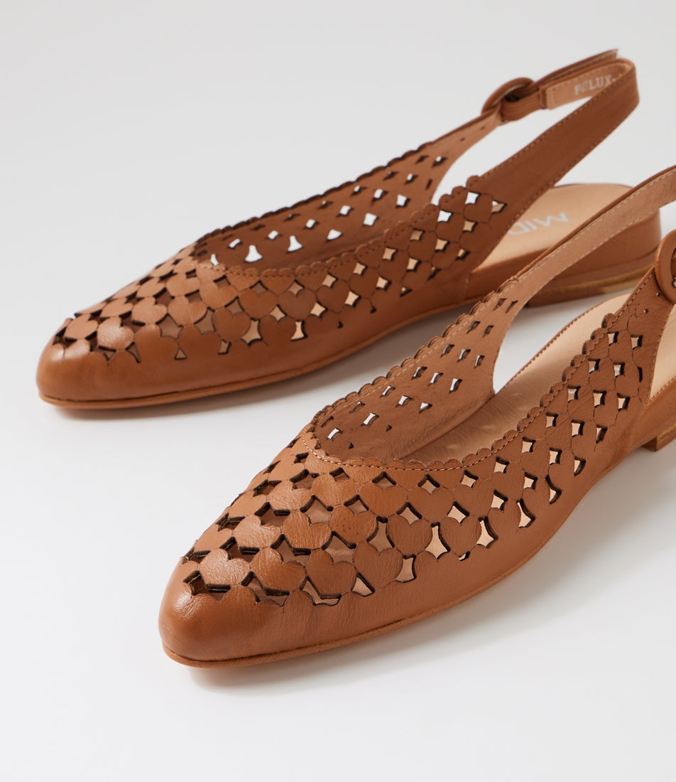 Felux Dark Tan Leather Flat Shoes