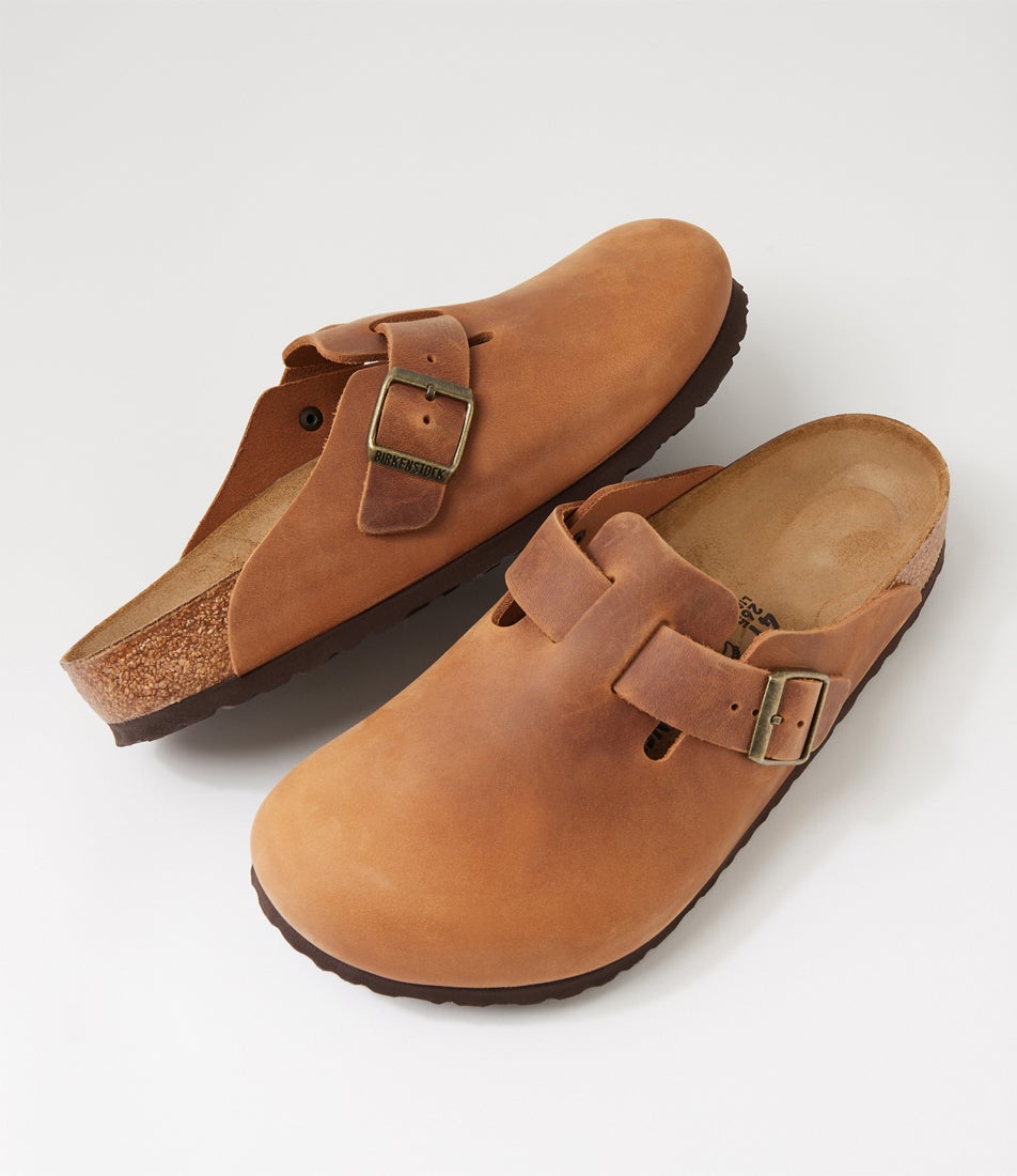 Boston Mens Cognac Oiled Leather Flat Shoes