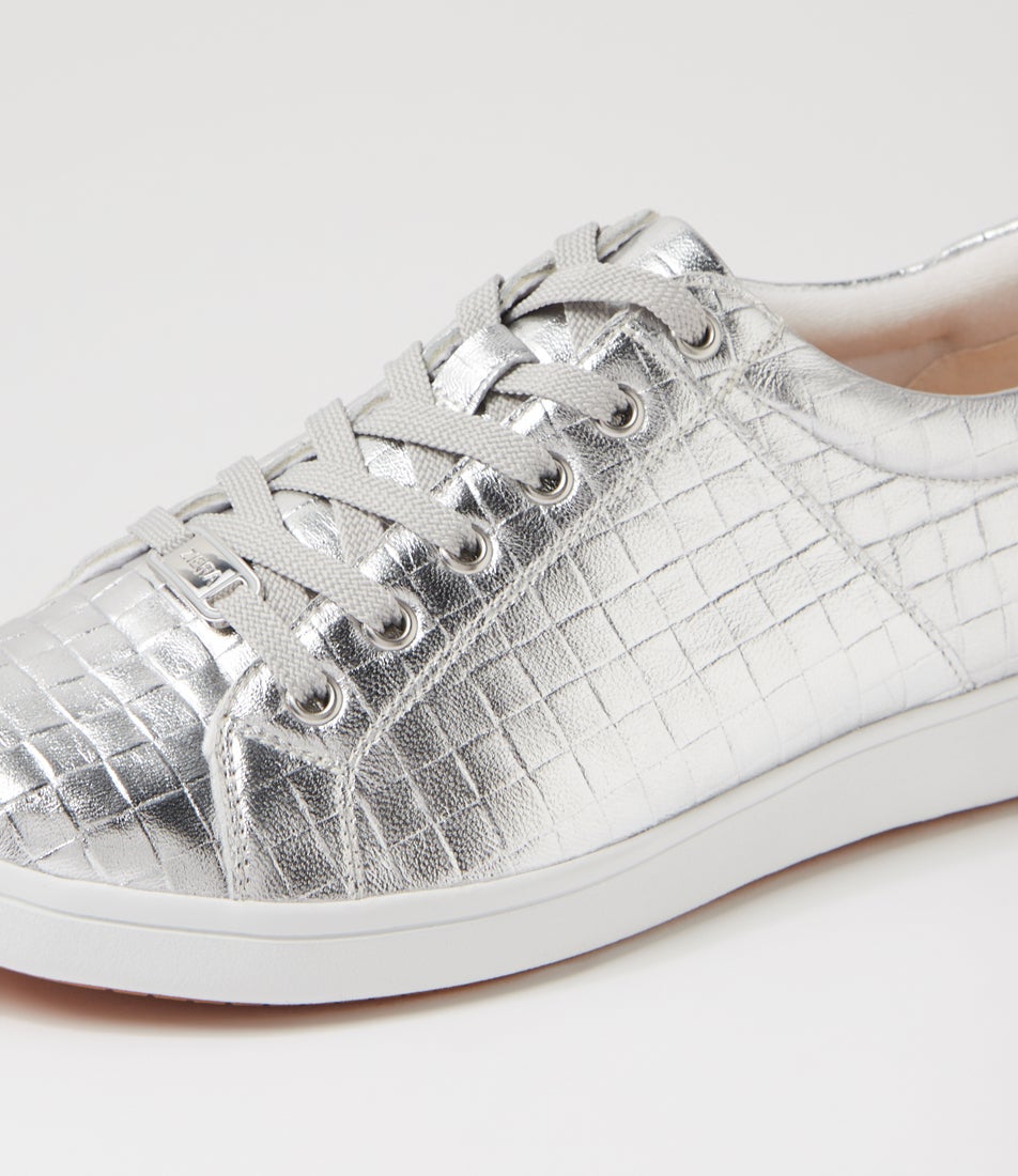 Delilah Xf Silver Weave Print Leather Sneakers
