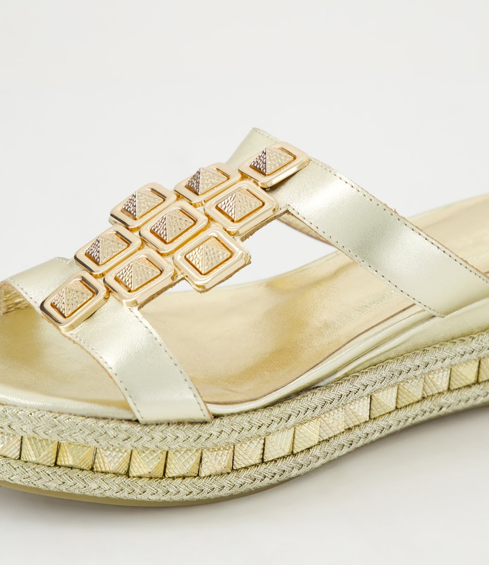 Maija Gold Leather Sandals
