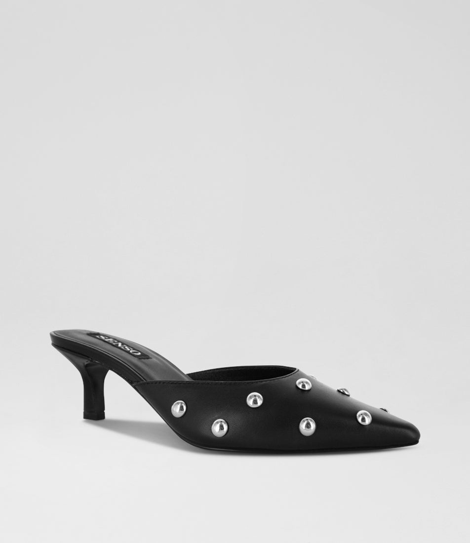 Mika Ebony Leather Pump Heels