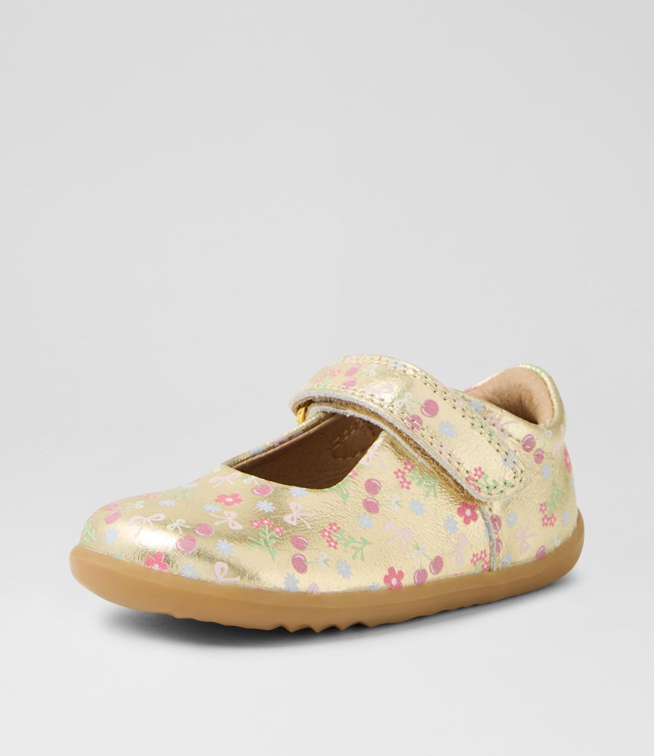 Su Mina Infant Gold Multi Leather Flat Shoes