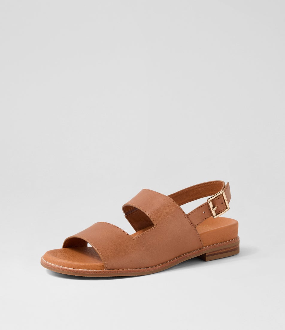 Junro W Tan Leather Sandals