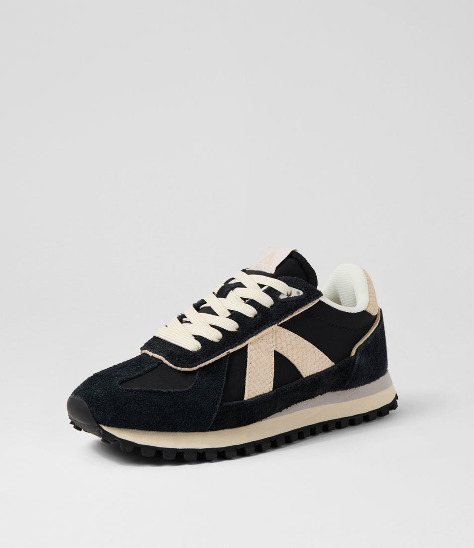 Gate Black Snake Gold Suede Nylon Sneakers