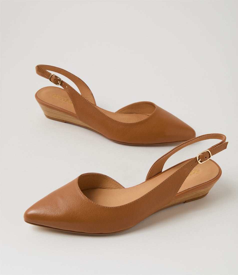 Pleeza Dark Tan Natural Leather Heels