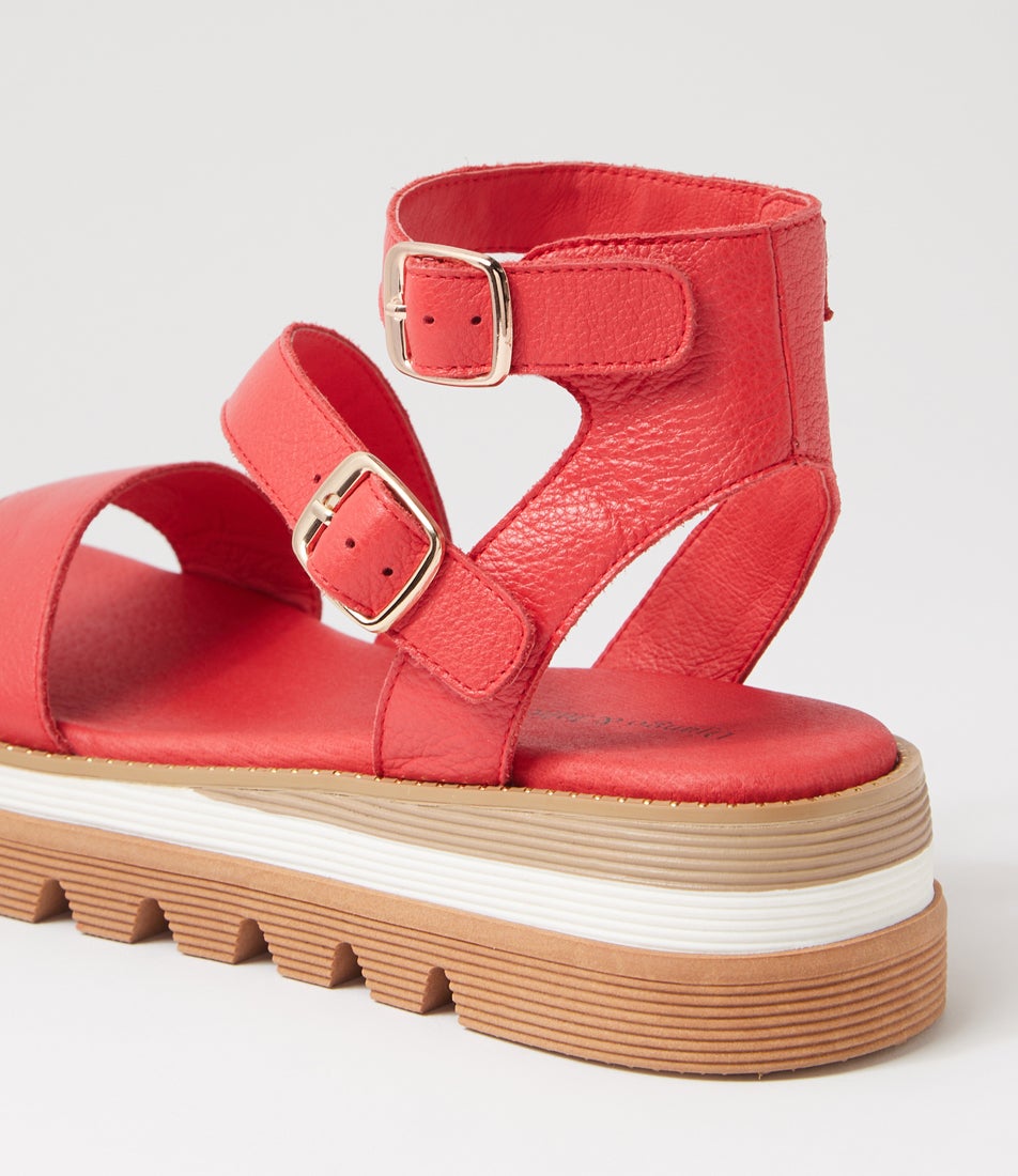 Selima Red Leather Sandals