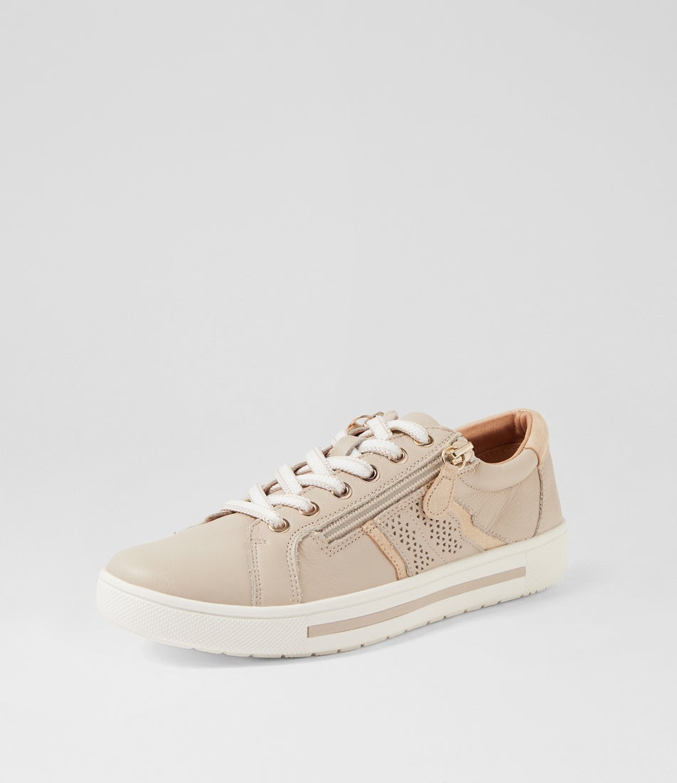 Emillio Almond Platinum Leather Suede Sneakers