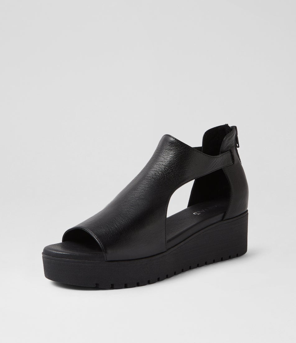 Orio Black Leather Sandals