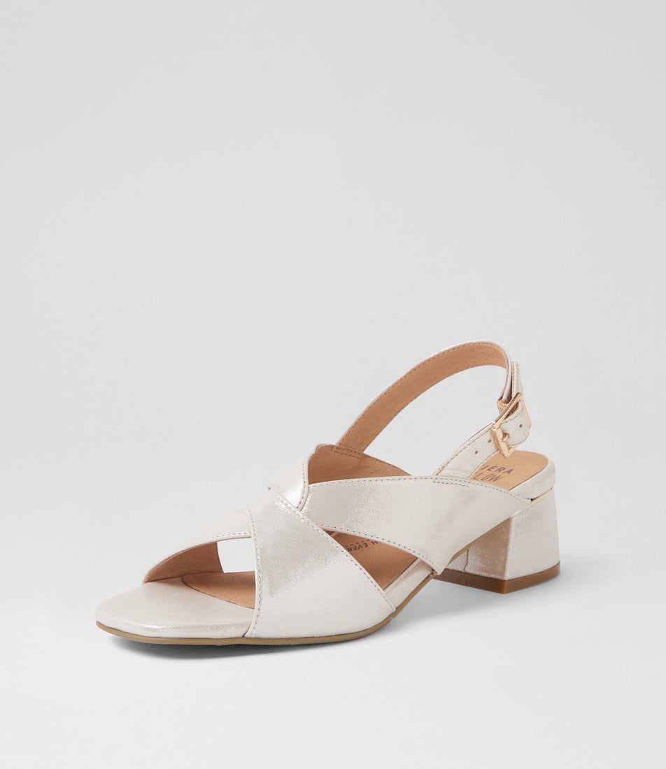 Carlen W Nude Shimmer Leather Sandals