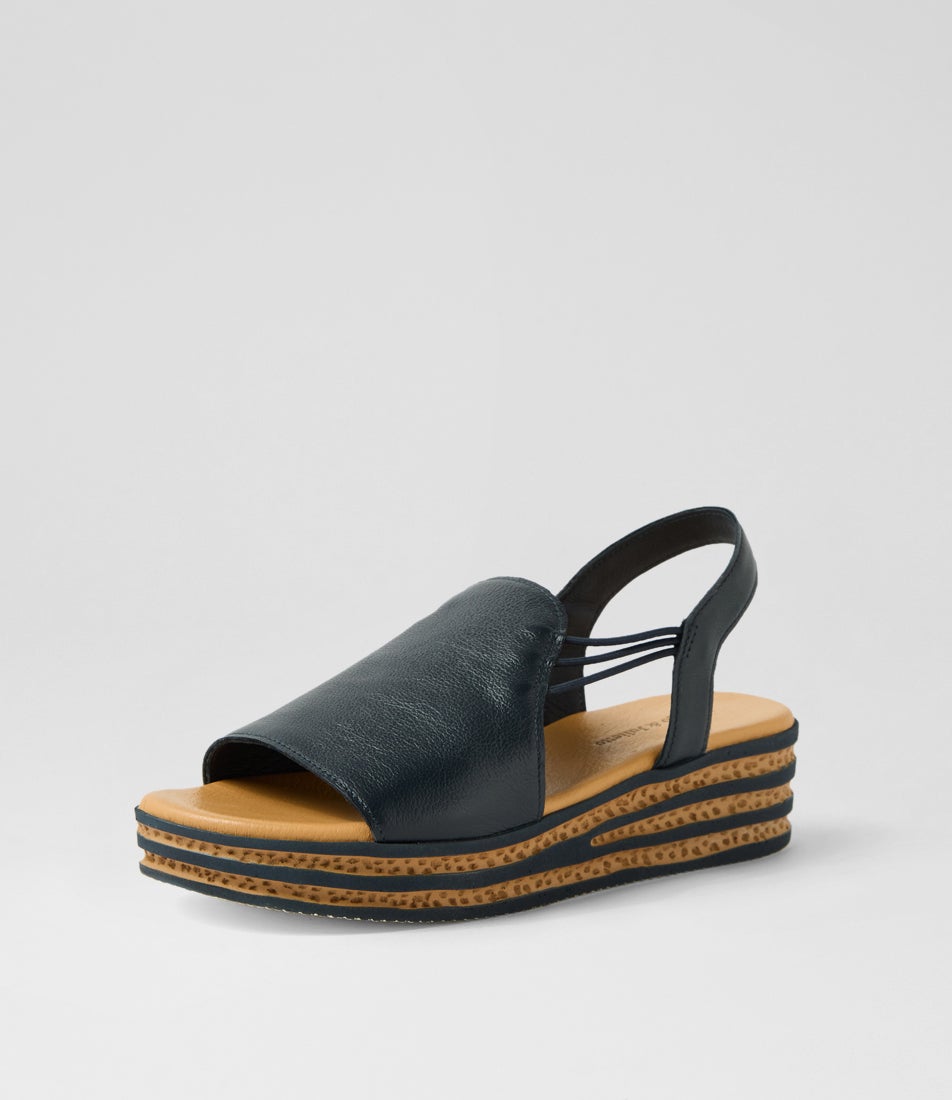 Cobra Navy Leather Sandals