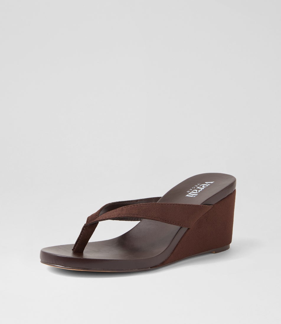 Polly Chocolate Brown Microsuede Sandals