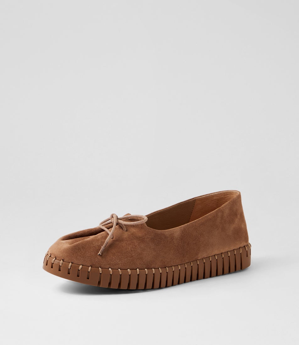 Hemel Light Choc Gum Suede Ballet Flats