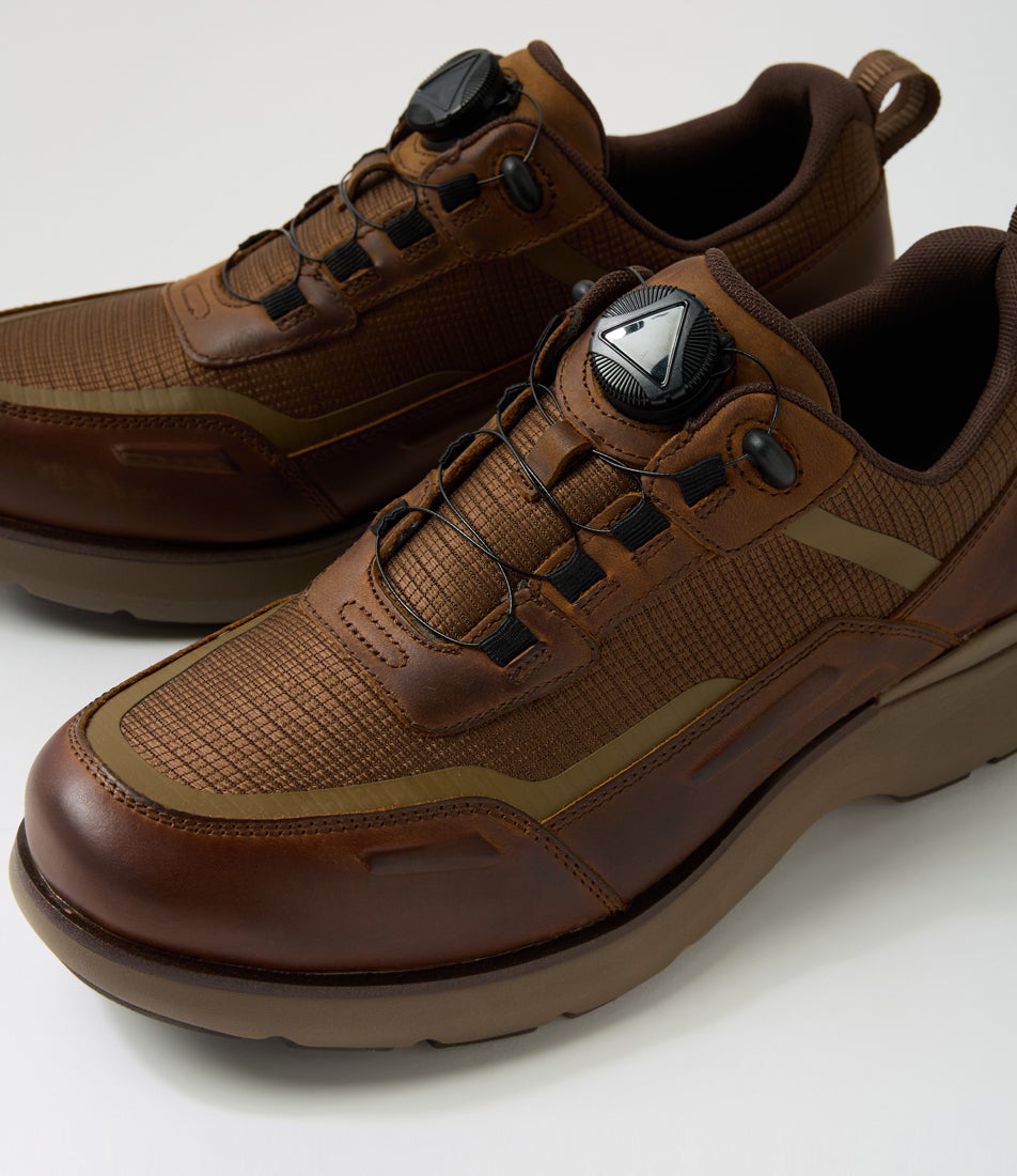 Razor Brown Leather Mesh Sneakers
