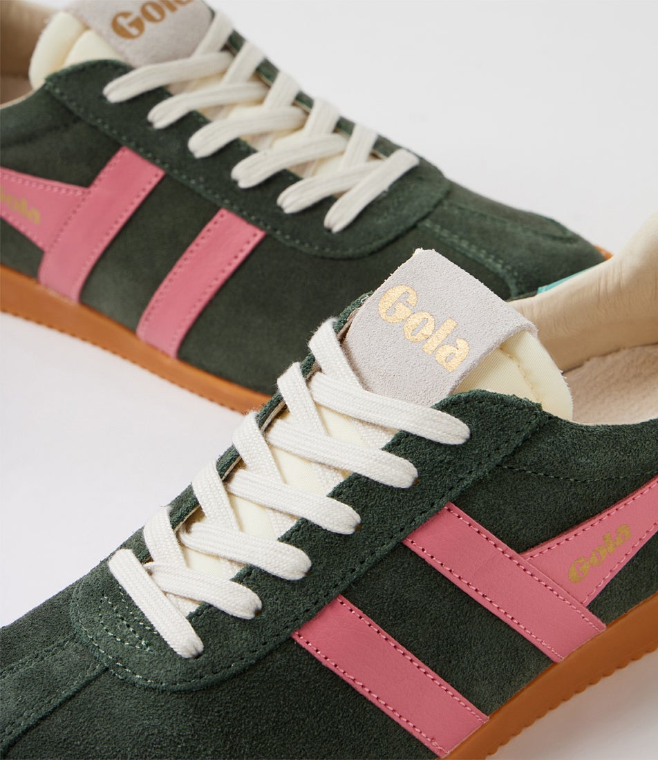 Elan W Dark Khaki Bubblegum Sea Mist Suede Sneakers